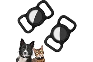 Ainiv Airtag Collar para Perro, 2 Piezas Funda de Silicona Airtags para Apple AirTag, Funda Protectora, Antipérdida Airtag GPS Finder para Mascota, Perro, Gato Collar (Negro + Negro)