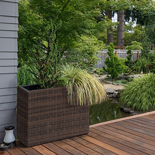 Blumfeldt Primaflor Hydro Pflanzkübel Blumenkasten (37 x 76 x 37 cm, Rattanoptik, integriertes Bewässerungssystem, Wasserstandsanzeiger, 1,5 kg Drainage-Granulat) schwarz - 2