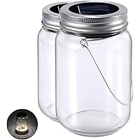 Solarlampen Glas, 2-Pack Glasleuchte Warmweiss Solarleuchte Im Einmachglas, Wasserdichte Led Solar Laterne Beleuchtung…