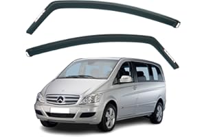 AirFlux: Set mit 2 Windabweisern, kompatibel mit Mercedes Benz Vito Viano W639 2004-2013, Modern, dunkel getönt, Selbstklebend, Auto