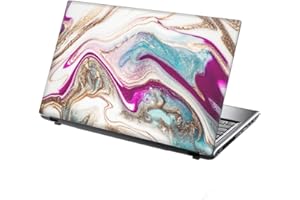 15.6 INCH TAYLORHE SKINS TaylorHe - Vinilo adhesivo para portátil de 13 a 14 pulgadas con patrones coloridos y laminado con efecto de cuero, fabricado en Inglaterra, mármol rosa y azul