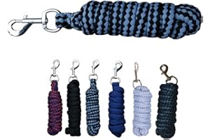 NETPROSHOP Weicher Anbindestrick Pferde Führstrick mit Karabinerhaken 1,80 m Farbauswahl, Farbe:Schwarz/Hellgrau