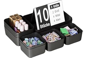Homhut Organizador Cajones, Antideslizante, 10 Piezas 3 Tamaños, Cajones Organizadores Plastico, Organizadores de Cajones, Makeup Organizer para Maquillaje, Oficina, Baño y Cocina