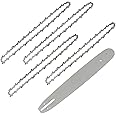 4-Pack Chainsaw Chains with 14-Inch (35 cm) Chainsaw Guide Bar, 14" Guide Bar, Replacement Chain Saw Chains - 3/8" Pitch - 52 Driver Links - 0.050"(1.3mm) Gauge