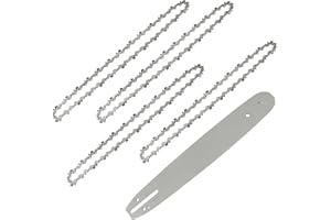 ANESTY Longueur de Guide-chaîne 35 cm avce 4 Chaînes de Tronçonneuses, 52 Maillons / Entraineurs, Pas de 3/8", Jauge 0,05" (1,3 mm)
