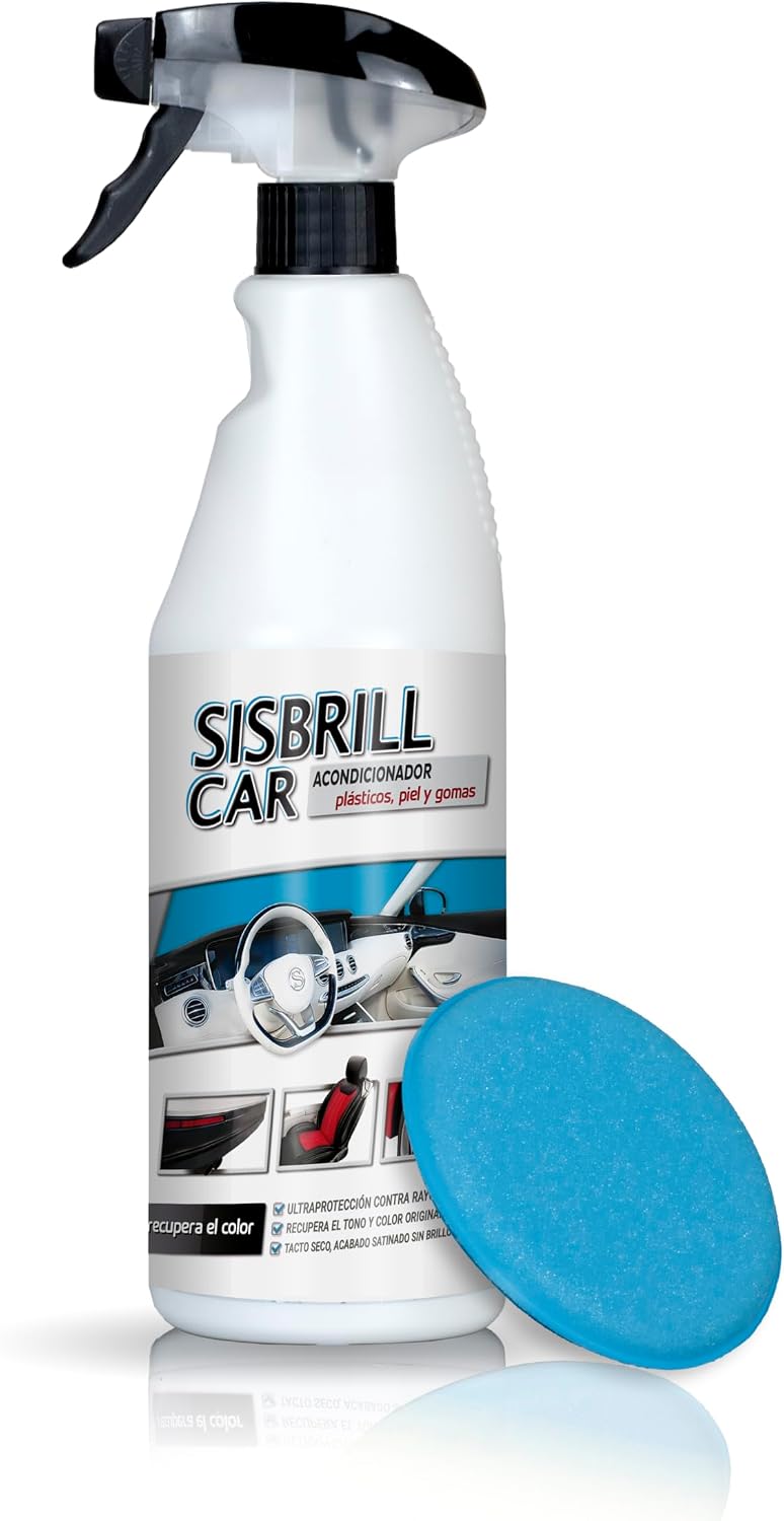Sisbrill Car, Acondicionador de Salpicaderos, Plásticos y Piel - Abrillantador Satinado - Crema pulverizada con Tacto Seco - 750 ml (750 ml)