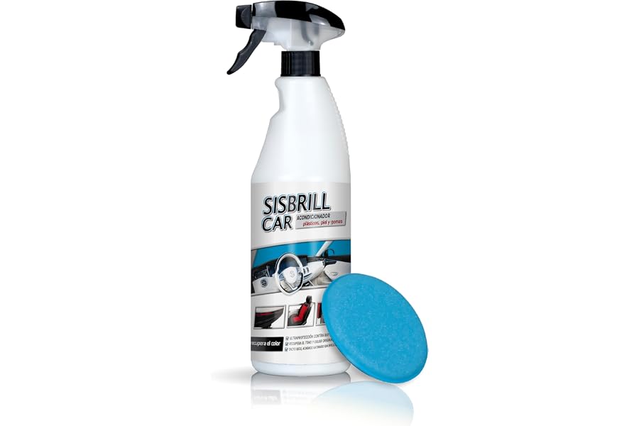 Sisbrill Car, Acondicionador de Salpicaderos, Plásticos y Piel - Abrillantador Satinado - Crema pulverizada con Tacto Seco - 