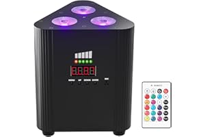 ZonQoonz RGBW 3 LED par Batterie 4400 mA rechargeable DMX LED par projecteur Uplight avec télécommande indicateur de puissance sans fil DJ lumière de scène pour karaoké, discothèque, fête, mariage