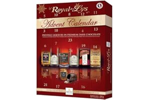 CREME D'OR Abtey Chocolatier Royal des Lys Prestige Liqueurs au chocolat noir Premium Calendrier de l'Avent 24 jours Rouge 290 g