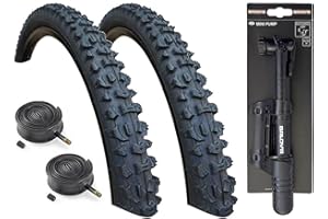 PAIR Kenda Smoke 26 x 2.10 Mountain Bike Tyres K-816 with Schrader Valve Tubes & Baldy's Mini Pump