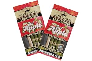 ROLLING STATION LTD King Palm | 6 Red Apple Flavoured Pre Rolled Cones | 2 Pouches Multipack (Dog Walker Size 70mm)