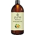 Pure World Avocado Oil 1 Litre (1000ml) 100% Pure and Natural. Cold Pressed Freshly Pressed Premium Quality Avocado Oil