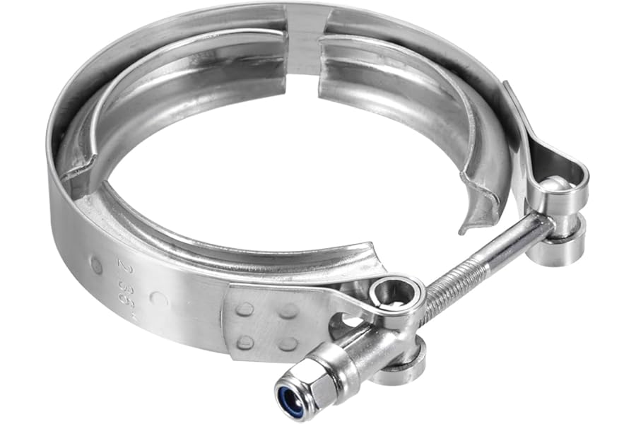 sourcing map V Band Clamp 2.5 Inch 304 Stainless Steel V-Band Bolt Clamp for Exhaust Systems Downpipe Exchange Car Accessories, Silver