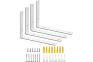 SAYAYO Escuadras para Estanterias de Alta Resistencia 200mm Escuadras Metalicas Soporte de Estantería de Pared Blanca 4 Piezas Soportes para Estanterías Flotantes Invisibles Capacidad de Carga 50 KG
