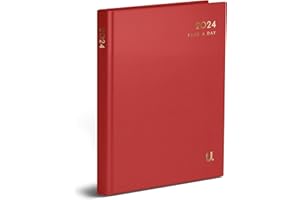 Primes DIY 2024 A5 Page a Day Classic Appointment Diary Office Diary Organiser Planner Hardback Case bound Diaries (Burgundy)