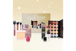 HERBENJOY Make Up Set, All-in-one Makeup Set Gift Surprise, Makeup Kit for Teens Girls Women, Includes 15 Colors Concealer Palette,Face Pressed Powder,Makeup Sponge,Smooth & Blur Primer,Brushes