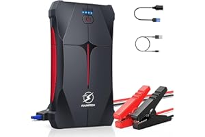 FLYLINKTECH Starthilfe Powerbank für Pkw 4500A, 12V Tragbare Auto Starthilfe（Bis zu 8L Benzin/6.5L Diesel, IP66 Wasserdicht Starter Powerbank mit Starthilfekabel, LED, USB-Ausgang und USB-C-Eingang
