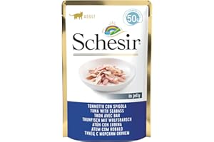 Schesir Cat Jelly Tuna with Solid Bass Wet Cat Food 30 Bags x 50g