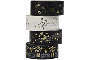 AUFODARA Washi Tape Dekobänder Goldenen Akzenten Designs 4er Set (Golden)