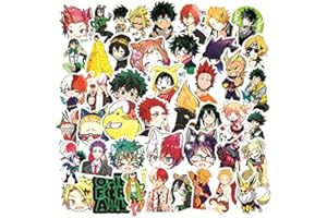 KOWASO Autocollants My Hero Academia 50 pour valise Skateboard ordinateur portable bouteilles d'eau voiture adolescents garçons filles décalcomanie autocollant étanche