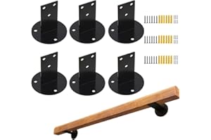 BODYGAD Supporto Corrimano, 6 Pezzi Corrimano Scale Interne Esterno Nero Supporto Per Corrimano Staffa Accessori per Parete Per Ringhiera Hardware Con Viti Per Ringhiere In Legno Quadrate O Rotonde