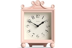 Jones Clocks® Parlour mantel clock | Classic carriage clock | Rose pink | Elegant square decorative case, perfect for mantel, shelf, table or bedside