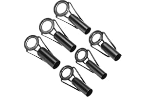 PATIKIL 6-10mm Pêche Canne Pointe Réparation Trousse, 6pcs INOX Acier Mât Anneau Guide Remplacement pour Eau Salée Eau Douce Pêche, Noir