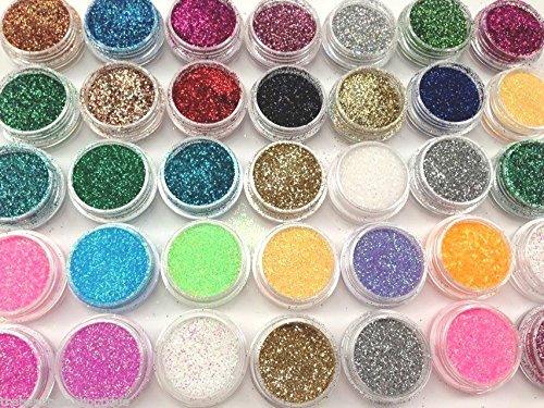 10 X Glitter pots - Tattoo Face painting Nails Eye Shadow Glitter Eyes Lips Glam