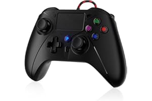 FOIRCEADAL Wired Controller for PS5/PC/PS-4, Marco Function Dual Motor Vibration/6-Axis Sensor/Turbo 3.5mm Audio Jack,