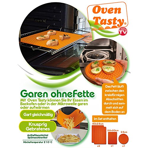Oven Tasty Garen ohne Fett, Silikon Backmatte, hitzebeständig, Original aus TV