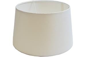 B & S Lampenschirm rund aus Stoff H 18 x Ø 30 cm für Tisch - Stehlampen (weiß)
