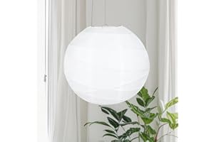 Encham Paper Lantern Lampshade Ribbed Round Lantern 20 cm 8 Inches