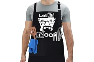 flintronic Grembiule Barbecue, Grembiule Nero Regolabile con 3 Tasche, Impermeabile Grembiule, Grembiule Uomo da Cucina, Regali per la Festa del Papa, Natale, Compleanno