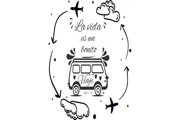 Pegatina Autocaravana Exterior para Furgonetas y Camper - La Vida Es Un Bonito Viaje - Vinilo 60cm (Ancho) x 90cm (Alto)