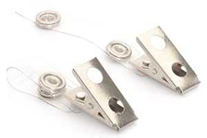 CKB Ltd 50 x Crocodile Clips Metal/Plastic for ID Badge Holder Strap 85 x 13mm Metal Clip a Pinza Cromato con fermaglio