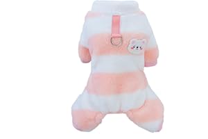 Izefia Pull pour Chien Polaire Hiver Chaud à Quatre Pattes Body Pantalons Pyjama pour Chiot Rainbow Stripe Pull Moyen Chien Chat