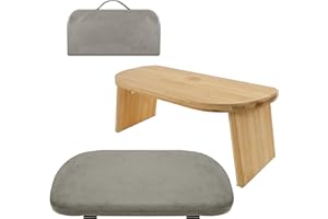 harupink Meditationsbank,klappbarer Meditationshocker aus Bambus,Yoga Hocker mit Kissen,ergonomische Meditationsstuhl,Yoga Stuhl für spirituelle Momente im Alltag(grau)