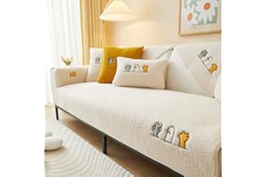 ‎TOPCHANCES Neue weiche Sofa Kissenbezüge - Rutschfeste Sofaabdeckungen 1 2 3 4 Sitzer Couchabdeckungen, Warme Plüsch Kunstpelz Berber Fleece Ecke Sofa Kissen Abdeckung L Form Möbelschutz (Weiß 70x180)