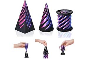 SANSGOUP Impossible Cone (3PCS), 3D Stampato Spiral Cone Fidget Toy, Impossibile Piramide Scultura Passthrough, Decorazioni per il Desktop Giocattolo di sollievo da stress per bambini regalo per adulti (Viola)