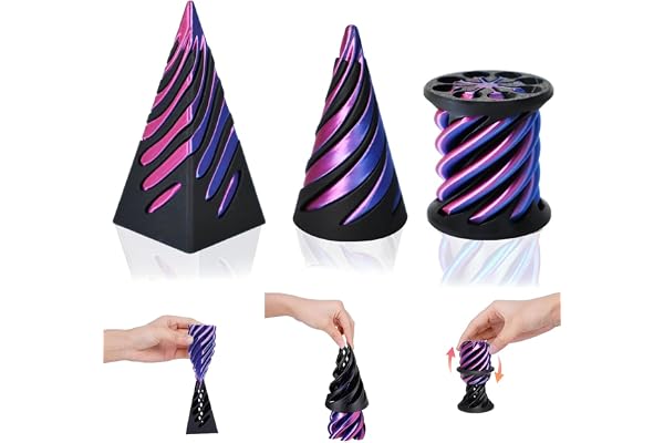 Impossible Cone (3PCS), 3D Imprimé Spiral Cone Fidget Toy, Jouet de Cône en Spirale, Sculpture de passthrough Pyramide, Stress Relief décorations de Bureau pour Enfants Cadeau pour Adultes (Violet)
