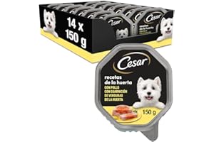 CESAR César Tarrina de Nourriture Humide pour Chien à Paté et à la gélatine, Recettes du Huerta (Pack de 14 x 150g)