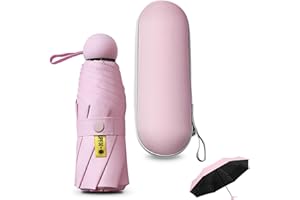 Sykrawki Reise-Regenschirm, 8 Rippen Taschenschirm mit Kapsel Fall,Kleiner UV-Regenschirm, Tragbarer Taschenschirm Für Männer Und Frauen