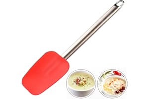 LOW&EE® Espátula de silicona cocina-Lengua de Cocina-Antiadherente-Libre BPA-Cuchara para remover y mezclar-Resistente al calor con mango de acero inoxidable-Utensilio silicona cocina (Rojo)