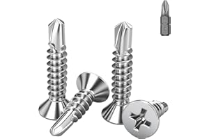 BACSHBY 60 Piezas Tornillos Autorroscantes M4.2x32mm,Tornillos de Acero Inoxidable, Cabeza Avellanada para Metal con Punta de Broca