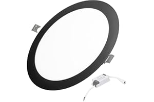 ‎ECD GERMANY ECD Germany LED Panel Einbaustrahler 18W ersetzt 90W Halogen, rund Ø22cm Schwarz Neutralweiß 4000K, 1132 Lumen, IP44, Ultra Flach Einbauleuchte Spot mit Trafo, Deckenstrahler Deckenleuchte Deckenlampe
