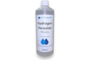 DIOXYPURE Peroxyde d'hydrogène de qualité alimentaire 3% - 1 Litre (1000 ml) - H2O2 - Eau oxygénée - Sans stabilisateurs ni additifs - Nettoyant naturel multi-usage - Bouchon sécurité enfant