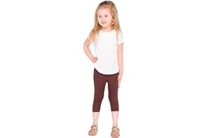 hi!mom Girls Cropped Leggings 3/4 Lenght - Cotton Basic Opaque Stretchy Dance Sport School Summer Capri Leggings - Pants for Kids Leggings