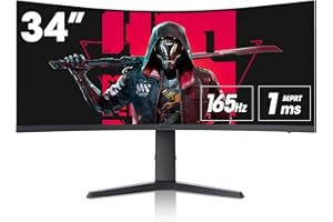 KOORUI 34 Zoll Ultrawide Curved Gaming Monitor, PC Bildschirm  165Hz, 1MS, 1000R, WQHD 3440x1440, VA, Adaptive Sync, 2xHDMI 1