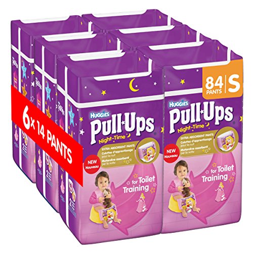 Huggies Pull-Ups Girls Night Time Pants Convenience Pack, Small - 6 Packs (14 Pants Per Pack, 84 Pants Total)
