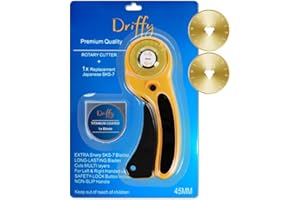 DRIFFY Rotary Cutter with Extra Titanium Blade for Fabric quilting tools accessories material wheel paper Dressmaking craft sewing 45mm roller mat leather ruler supplies trimmer knife cutting